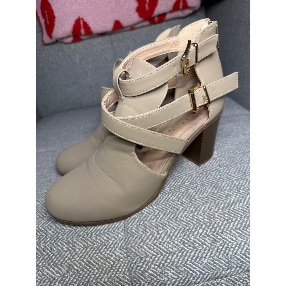 Bella Marie Vermont-01 Taupe Nubuck Multi Strap Cutout Block Heel Booties 10